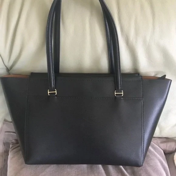 Tory Burch Parker Small Leather Tote Bag Top Zip Black - Picture 1 of 3